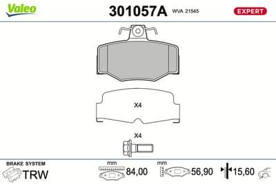Juego de balatas de freno VALEO 301057A
