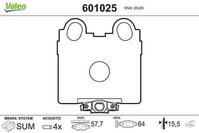 Juego de balatas de freno VALEO 601025