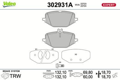 Juego de balatas de freno VALEO 302931A