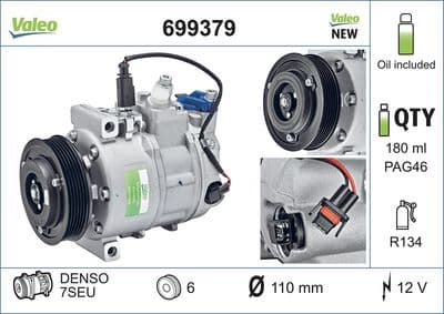Compresor, aire acondicionado VALEO 699379