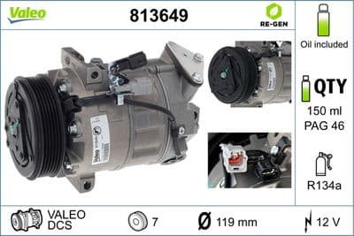 Compresor, aire acondicionado VALEO 813649