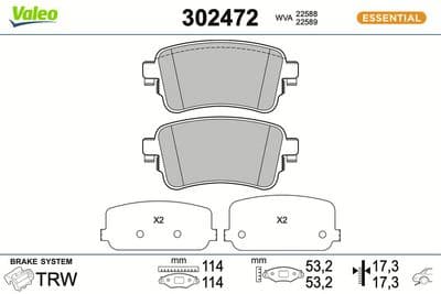 Juego de balatas de freno VALEO 302472