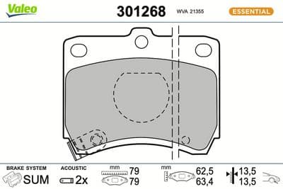 Juego de balatas de freno VALEO 301268