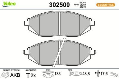 Juego de balatas de freno VALEO 302500