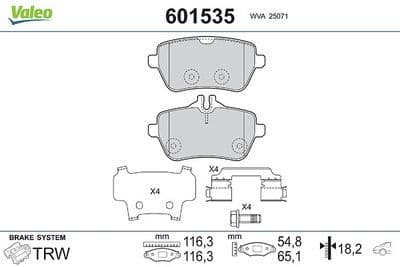 Juego de balatas de freno VALEO 601535