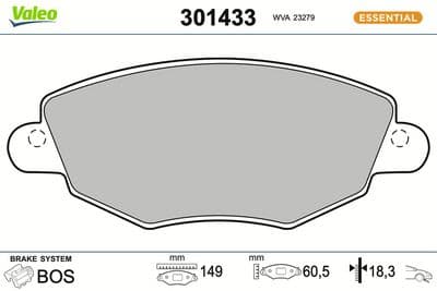 Juego de balatas de freno VALEO 301433
