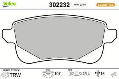 Juego de balatas de freno VALEO 302232