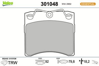 Juego de balatas de freno VALEO 301048