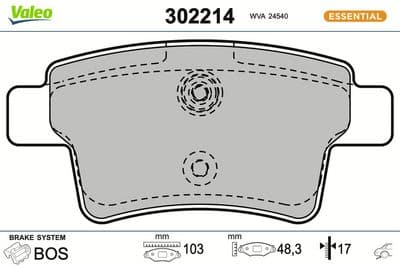 Juego de balatas de freno VALEO 302214