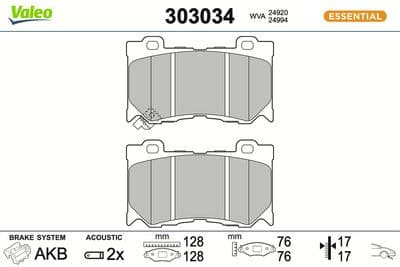 Juego de balatas de freno VALEO 303034