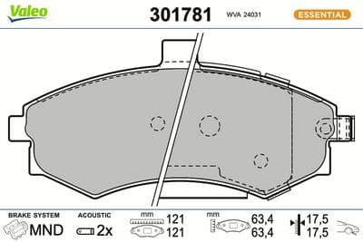 Juego de balatas de freno VALEO 301781