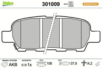 Juego de balatas de freno VALEO 301009