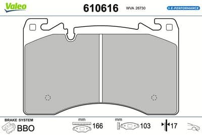 Juego de balatas de freno VALEO 610616