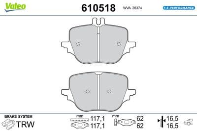 Juego de balatas de freno VALEO 610518