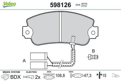 Juego de balatas de freno VALEO 598126