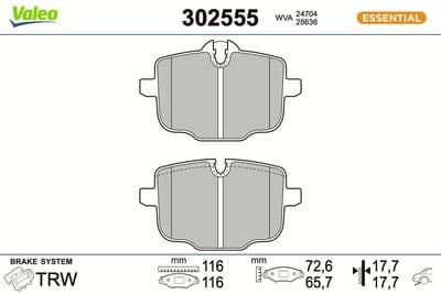 Juego de balatas de freno VALEO 302555