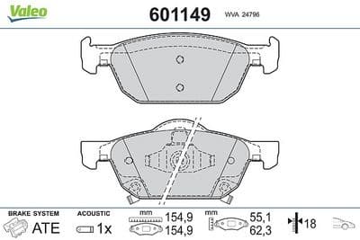 Juego de balatas de freno VALEO 601149