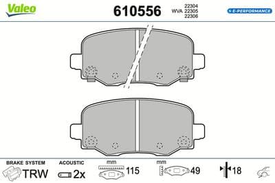 Juego de balatas de freno VALEO 610556