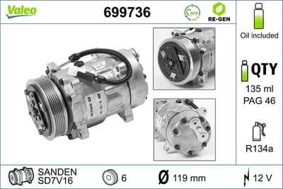 Compresor, aire acondicionado VALEO 699736