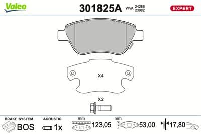 Juego de balatas de freno VALEO 301825A