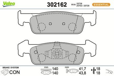 Juego de balatas de freno VALEO 302162