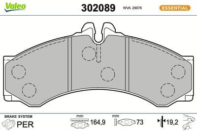 Juego de balatas de freno VALEO 302089