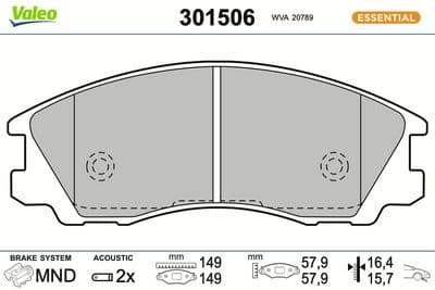 Juego de balatas de freno VALEO 301506