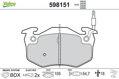 Juego de balatas de freno VALEO 598151