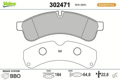 Juego de balatas de freno VALEO 302471