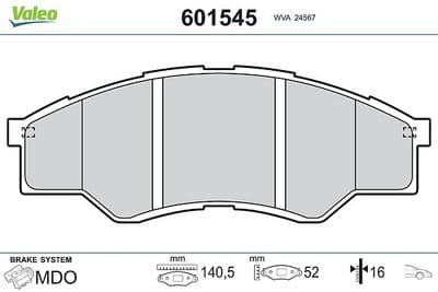 Juego de balatas de freno VALEO 601545