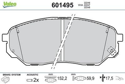 Juego de balatas de freno VALEO 601495