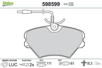 Juego de balatas de freno VALEO 598599