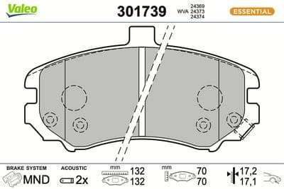 Juego de balatas de freno VALEO 301739