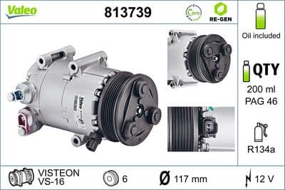 Compresor, aire acondicionado VALEO 813739