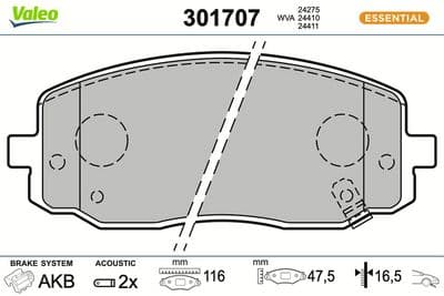 Juego de balatas de freno VALEO 301707