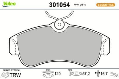 Juego de balatas de freno VALEO 301054