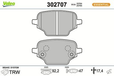 Juego de balatas de freno VALEO 302707
