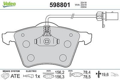 Juego de balatas de freno VALEO 598801