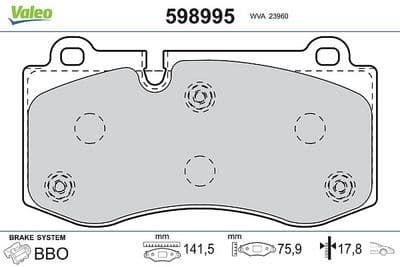 Juego de balatas de freno VALEO 598995