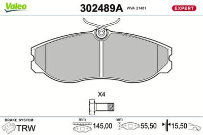 Juego de balatas de freno VALEO 302489A