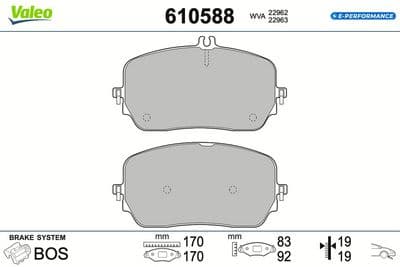 Juego de balatas de freno VALEO 610588