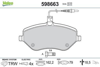 Juego de balatas de freno VALEO 598663