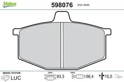 Juego de balatas de freno VALEO 598076