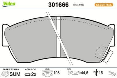 Juego de balatas de freno VALEO 301666