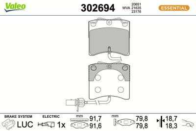 Juego de balatas de freno VALEO 302694