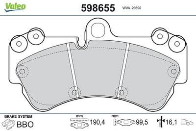 Juego de balatas de freno VALEO 598655