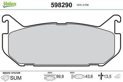 Juego de balatas de freno VALEO 598290