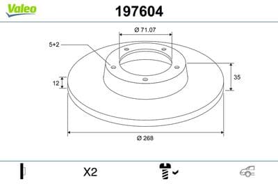 Disco de freno VALEO 197604