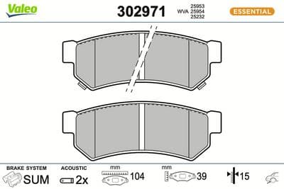Juego de balatas de freno VALEO 302971