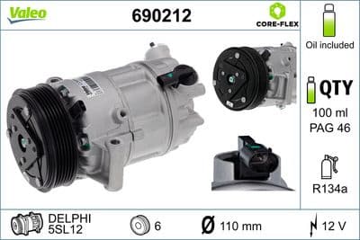 Compresor, aire acondicionado VALEO 690212